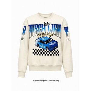 Busch Light Racing Crewneck Sweatshirt Adult S Cream Graphic Pullover